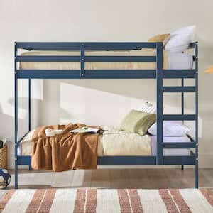 Midnight Navy Twin Over Twin Modern Wood Bunk Bed