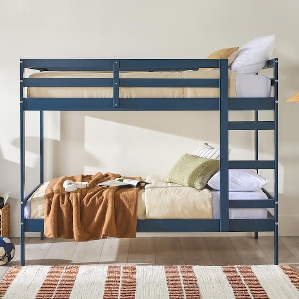 Welwick Designs Midnight Navy Twin Over Twin Modern Wood Bunk Bed