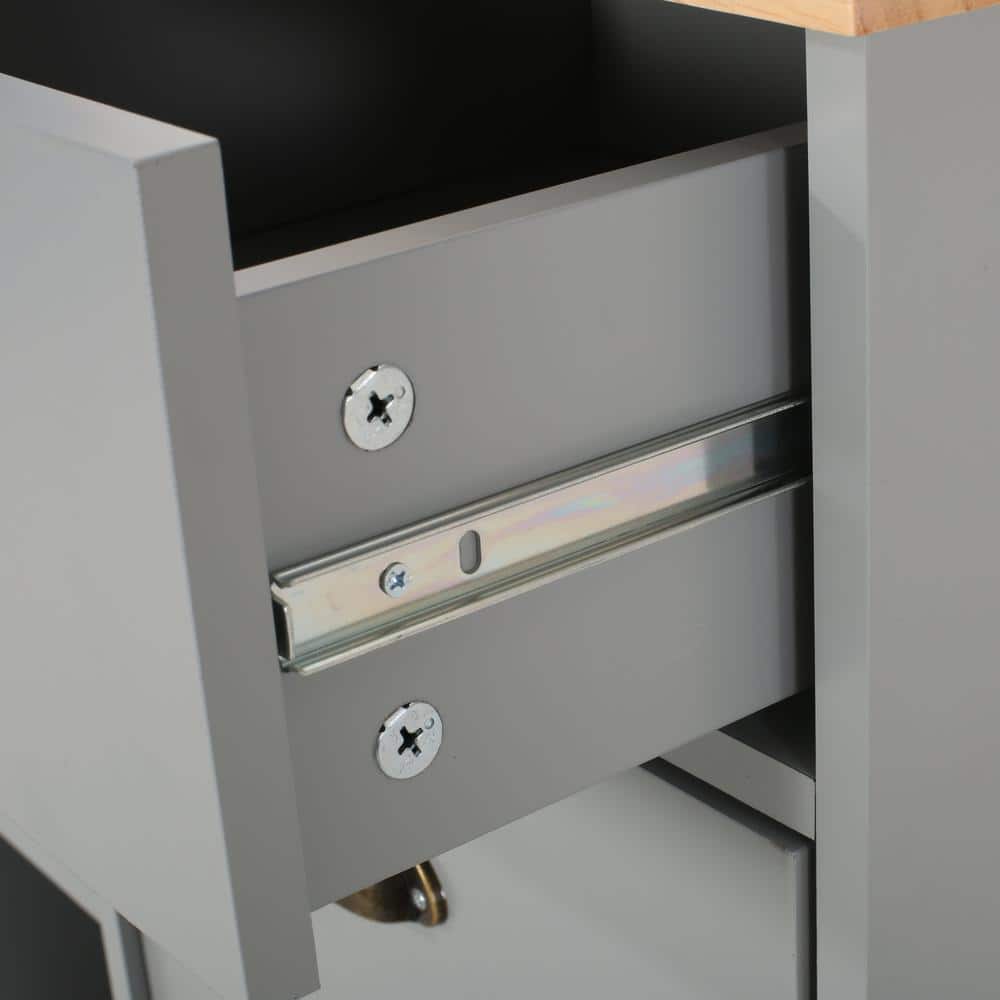 Contemporary Rectangular Kitchen Cart with Natural Wood Finish and Storage