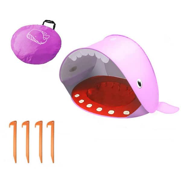 Aoibox 1-Person Pink Shark Cute Babies Beach Tent Holiday Shade Splash Tent for Babies