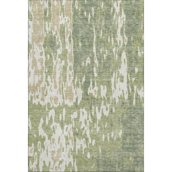 Addison Rugs Mayfield Premium Machine Washable Abstract AMF957 Aloe 9 ft. x 12 ft. Area Rug