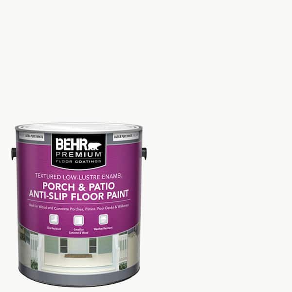 BEHR PREMIUM 1 Gal. Ultra Pure White Textured Low-Lustre Enamel Interior/Exterior Anti-Slip Porch and Patio Floor Paint