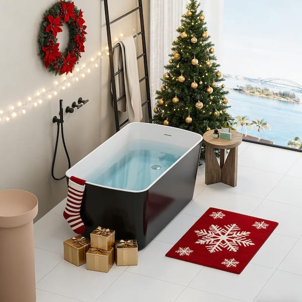 Muse 49 in. Acrylic Rectangle Flatbottom Freestanding Non-Whirlpool Soaking Bathtub No Seat Version in Black
