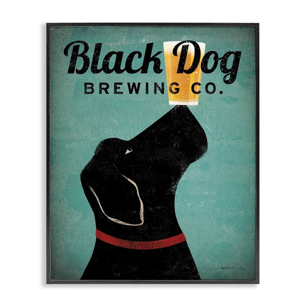 Black Dog Brewing Antique Beer Sign by Ryan Fowler Black Framed Giclee Art Print Typography 11 in. x 14 in. price history on PriceWatchPro