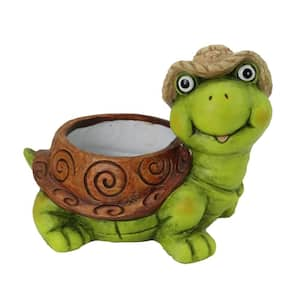 7 in. Terracotta Clay Turtle Pot Planter for Garden and Patio, Multi-Color