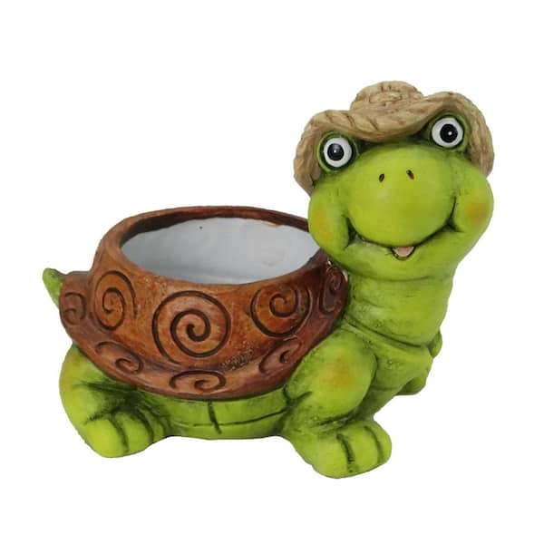 Alpine Corporation 7 in. Terracotta Clay Turtle Pot Planter for Garden and Patio, Multi-Color