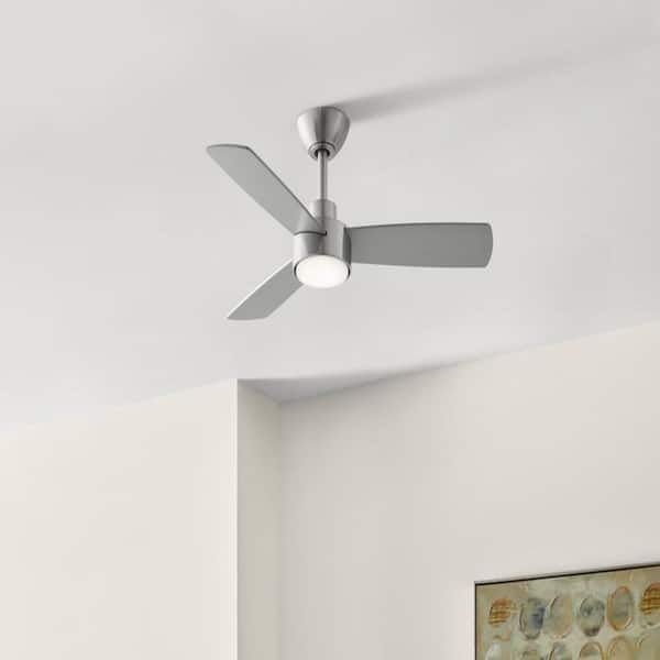 Dorsey 36 in. (3 ft. ) Indoor/Covered Outdoor Brushed Nickel Ceiling Fan with Remote Control and LED Light Kit