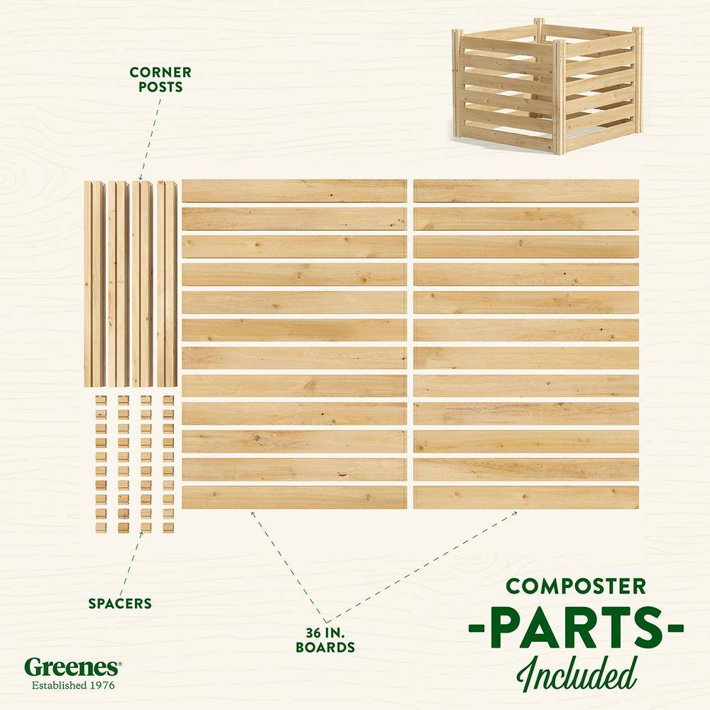 Natural Cedar Wood 36'' Outdoor Stationary Composter