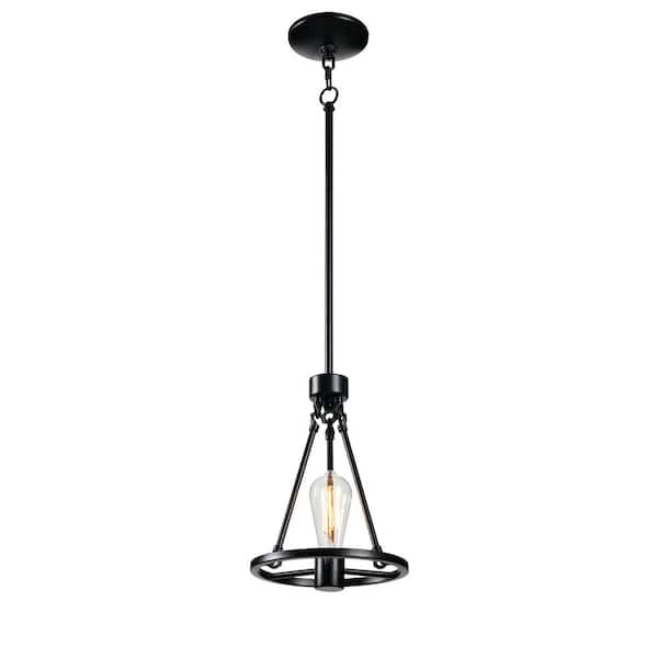 Hampton Bay Stratton 1-Light Black Mini Pendant with No Shade