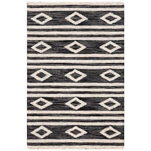 Micro-Loop Charcoal/Ivory 2 ft. x 3 ft. Striped Diamonds Area Rug