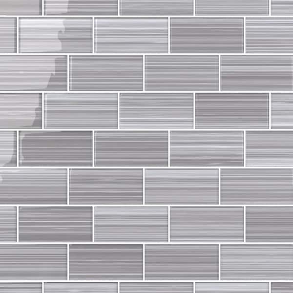 Hand Painted Sample 3 in. x 6 in. Warm Gray 40 glass tile (0.125 sq. ft./1 Each)