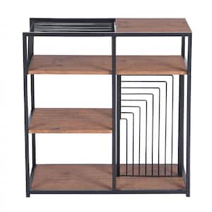 Open Back Bookcase 29.1 in. Brown Metal 4 -Shelf Ladder Bookcase