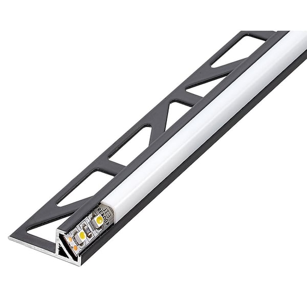 SQUARELINE-LED 0 in. D x 0.35 in. W x 8.2 in. L Square Box LED Aluminum Pow Coated Matte Black Molding, Transition Trim