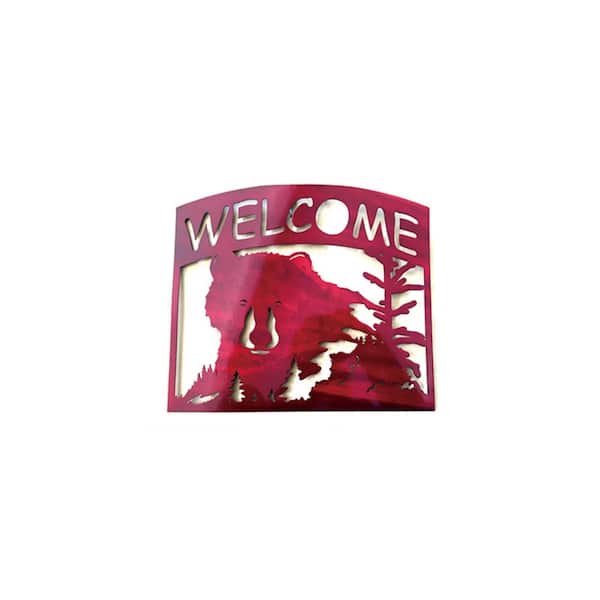 PETERSON ARTWARES Welcome Bear Metal Wall Art