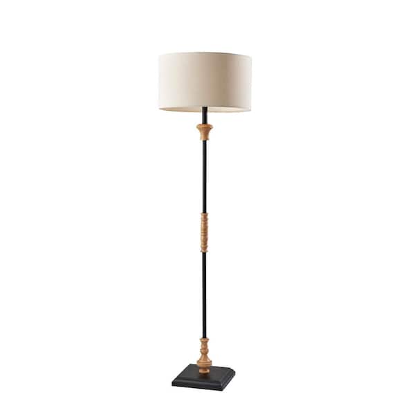 Natural Wood Floor Lamp 3504, Adesso Hudson Dark Maple Floor Lamp