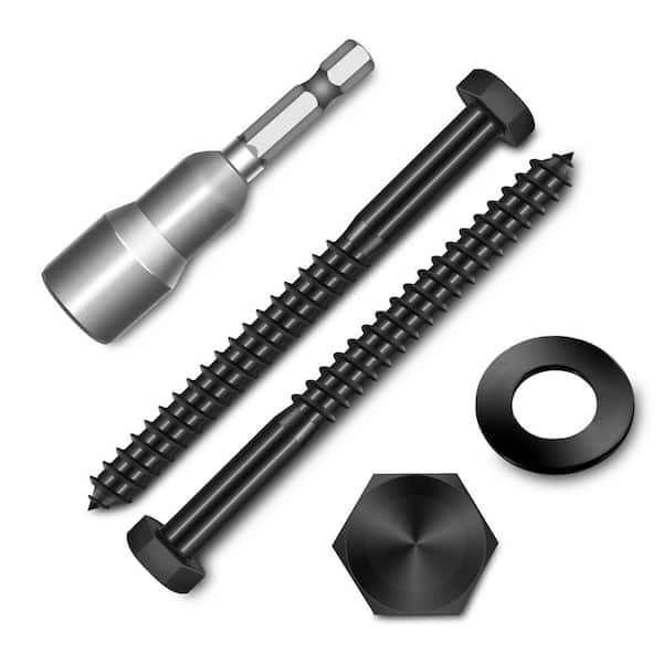 3/8 in. x 4 in. Black Oxide Stainless Steel Hex Button Head Lag Screw (8-Pack)