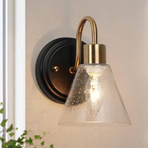 Uolfin 12.2 in. H 1-Light Transitional Black and Brass Goblet Wall ...