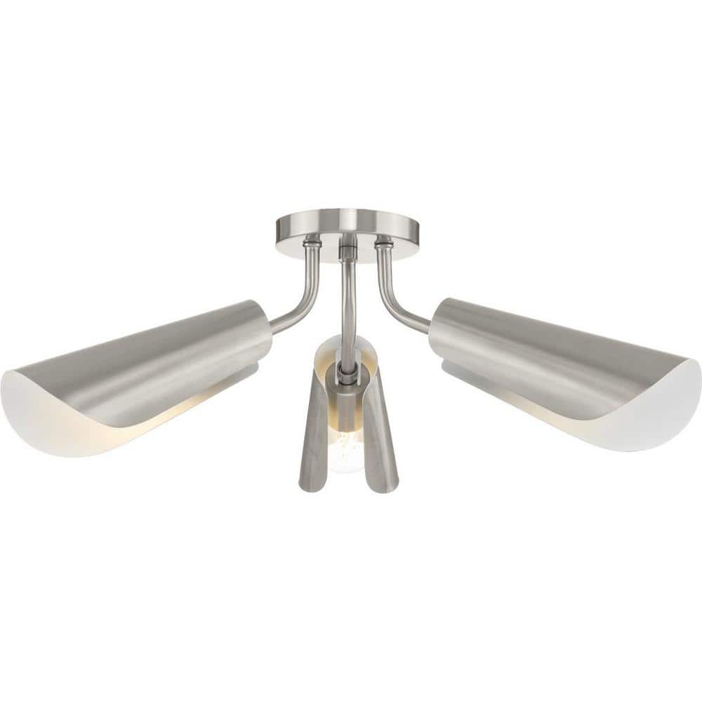 Cornett 24 in. 3-Light Brushed Nickel Mid-Century Modern Flush Mount for Kitchen or Bedroom price history on PriceWatchPro