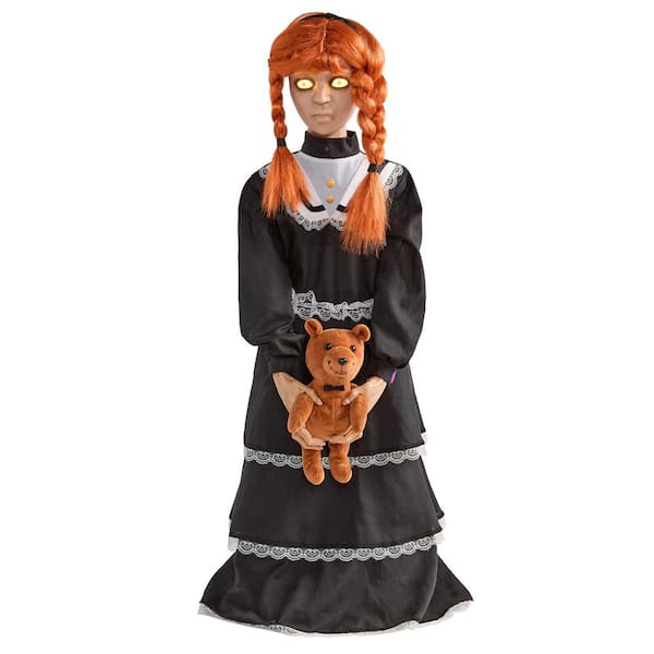 3 ft Halloween Classics Animated Creepy Girl with Teddy Bear
