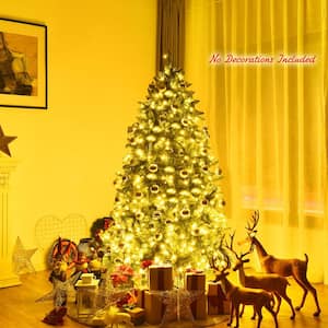 6 ft. Pre-Lit PVC Dunhill Artificial Christmas Tree Hinged 8 Flash Modes with 650 LED Light