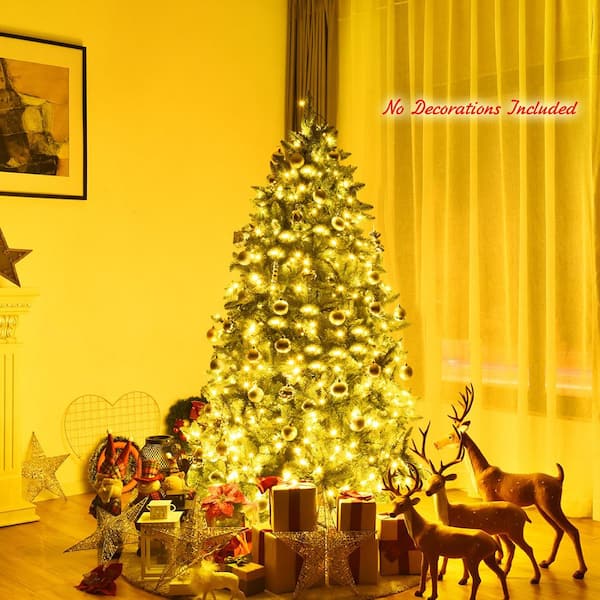 6 ft. Pre-Lit PVC Artificial Christmas Tree Hinged 8 Flash Modes with 650 LED Light