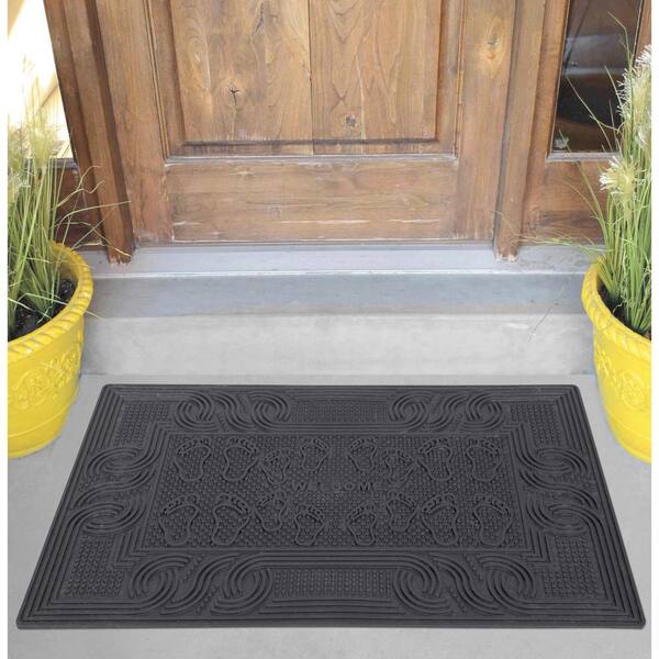 Ottomanson Rubber Doormat Entrance Rug Indoor/Outdoor Door Shoe Scraper Entry... 