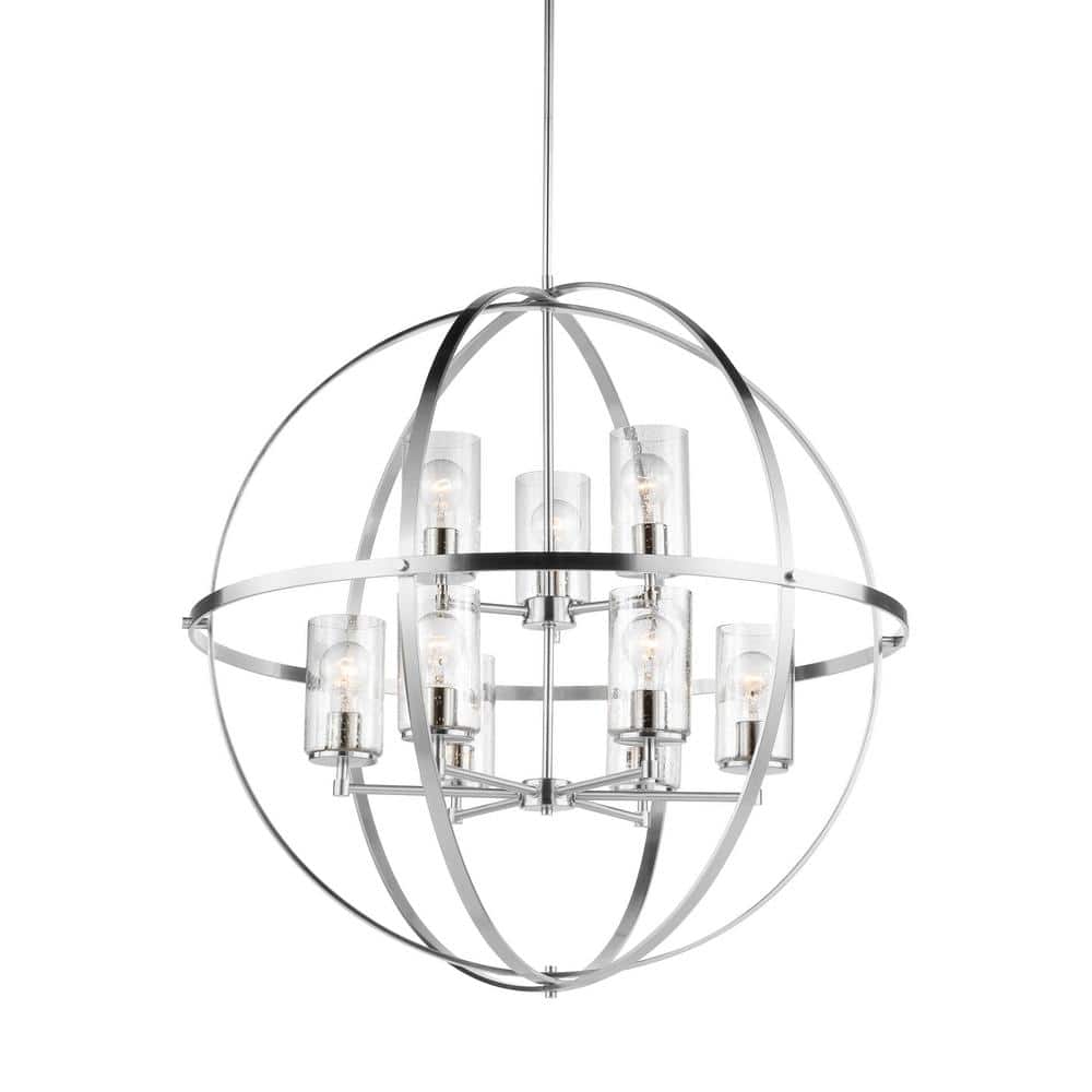 Alturas Brushed Nickel 9-Light Globe Chandelier with Clear Seeded Glass