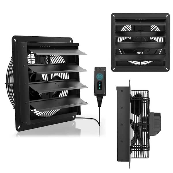 1226 CFM Black Aluminum Shutter Exhaust Fan with Speed Controller Electric Powered