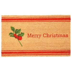 Merry Chirstmas Holly Berry Doormat 17'' x 29''