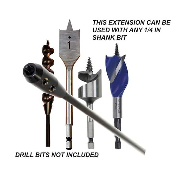 2pcs/set Drill Bit Extension Bar 12" 6" Paddle Bits shank any Extender 1/4" I1D6 