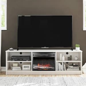 Noble Ivory Oak TV Stand Fits TV's up to 65 in. With Electric Fireplace Insert and 4-Shelves