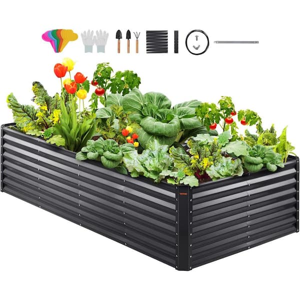 AOPSPS 94.5 in. x 47.2 in. x 23.6 in. Raised Garden Bed Galvanized Steel Planter Box Black Raised Planter Boxes