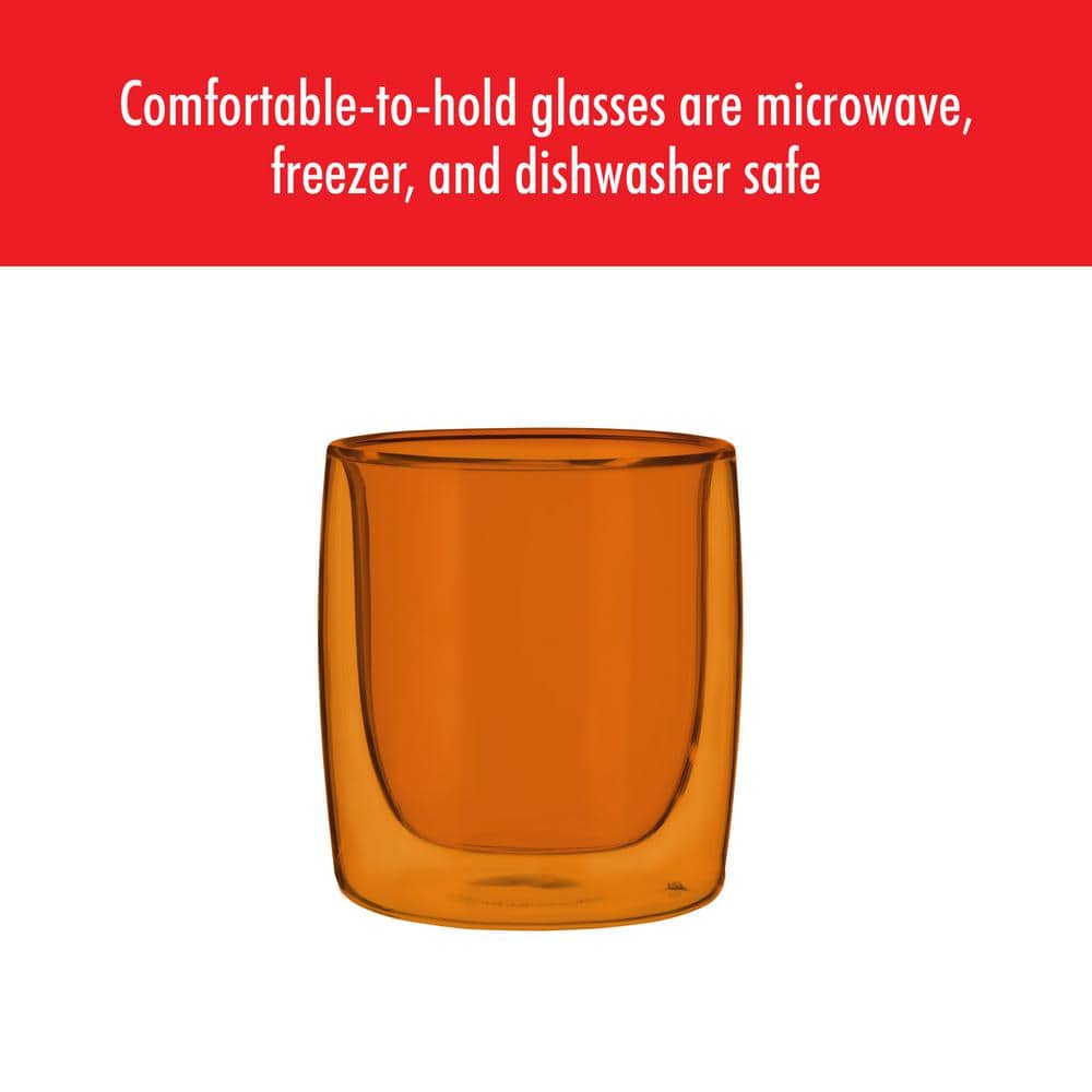 Amber Double-Wall Borosilicate Glass Tumbler Set