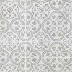 Sintra Silver Ornate Encaustic 9 in. x 9 in. Mate Porcelain Floor and Wall Tile (20 pieces / 10.65 sq. ft. / box)