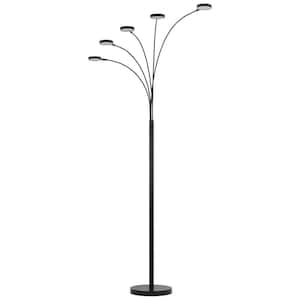 82 in. Bronze 5 Dimmable (Full Range) Arc Floor Lamp for Living Room with Metal Empire Shade