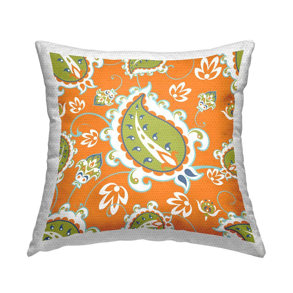 Orange Green Paisley Shapes Orange Square Outdoor Throw Pillow price history on PriceWatchPro