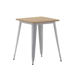 Contemporary Gray Plastic 24 in. 4-Leg Dining Table with Steel Frame (Seats 2)