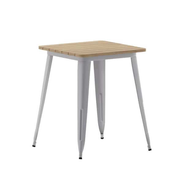 Carnegy Avenue Contemporary Gray Plastic 24 in. 4-Leg Dining Table with Steel Frame (Seats 2)