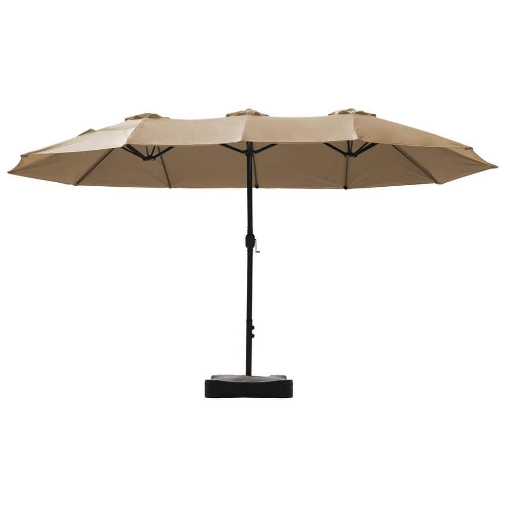 15 ft. Market Double Sided Umbrella Outdoor Patio Umbrella with Crank and Base in Beige price history on PriceWatchPro