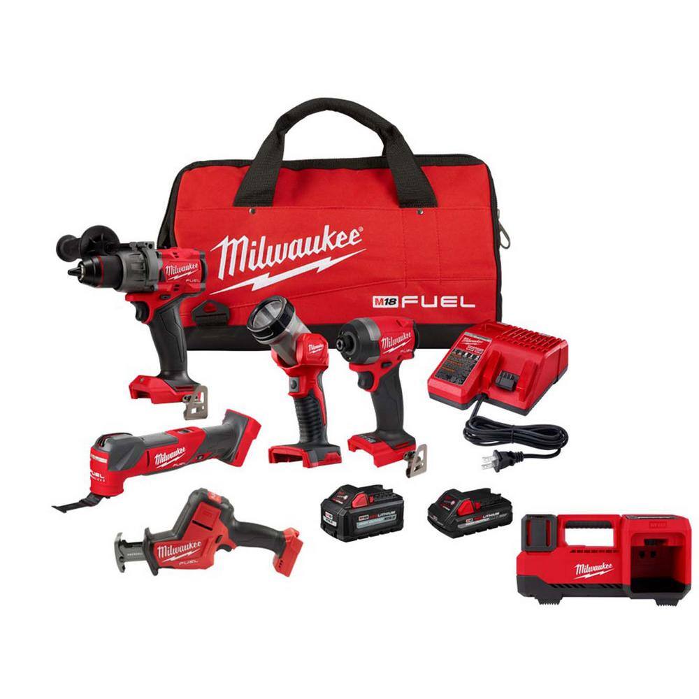 Milwaukee M18 FUEL 18-Volt Lithium-Ion Brushless Cordless Combo Kit (4-Tool) with Hackzall, Inflator, and (2) Batteries
