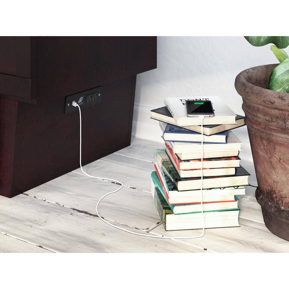 Espresso Queen Murphy Bed Chest with Memory Foam Mattress and USB Charging