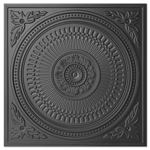 Black 2 ft. x 2 ft. Decorative Drop Ceiling Tile, 12 Tiles (48 sq. ft./Case)
