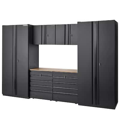 6-Piece Heavy Duty Welded Steel Garage Storage System in Black (128 in. W x 81 in. H x 24 in. D)