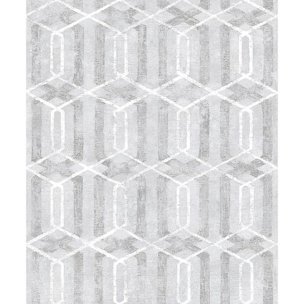 Advantage Stormi Grey Geometric Paper Strippable Wallpaper (Covers 57.8 sq. ft.)