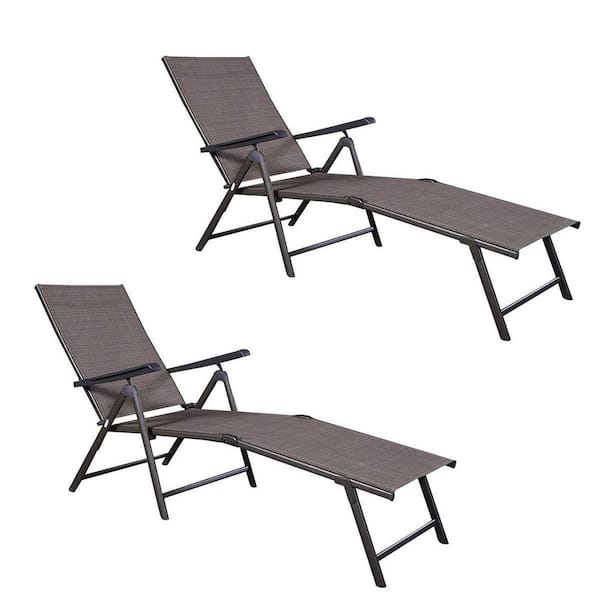Alpulon Brown 2-Piece Steel Outdoor Adjustable Chaise Lounge