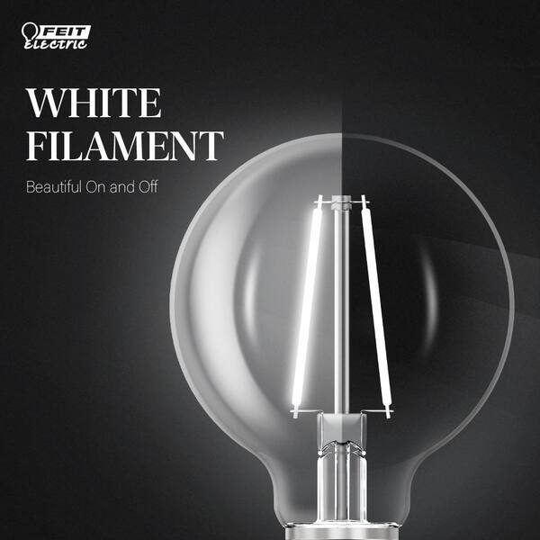 Feit Electric 100-Watt Equivalent G25 Dimmable Filament CEC 90 CRI White  Glass Vanity Globe E26 LED Light Bulb Daylight 5000K (3-Pack)  G25100W950CAFIL/3 - The Home Depot