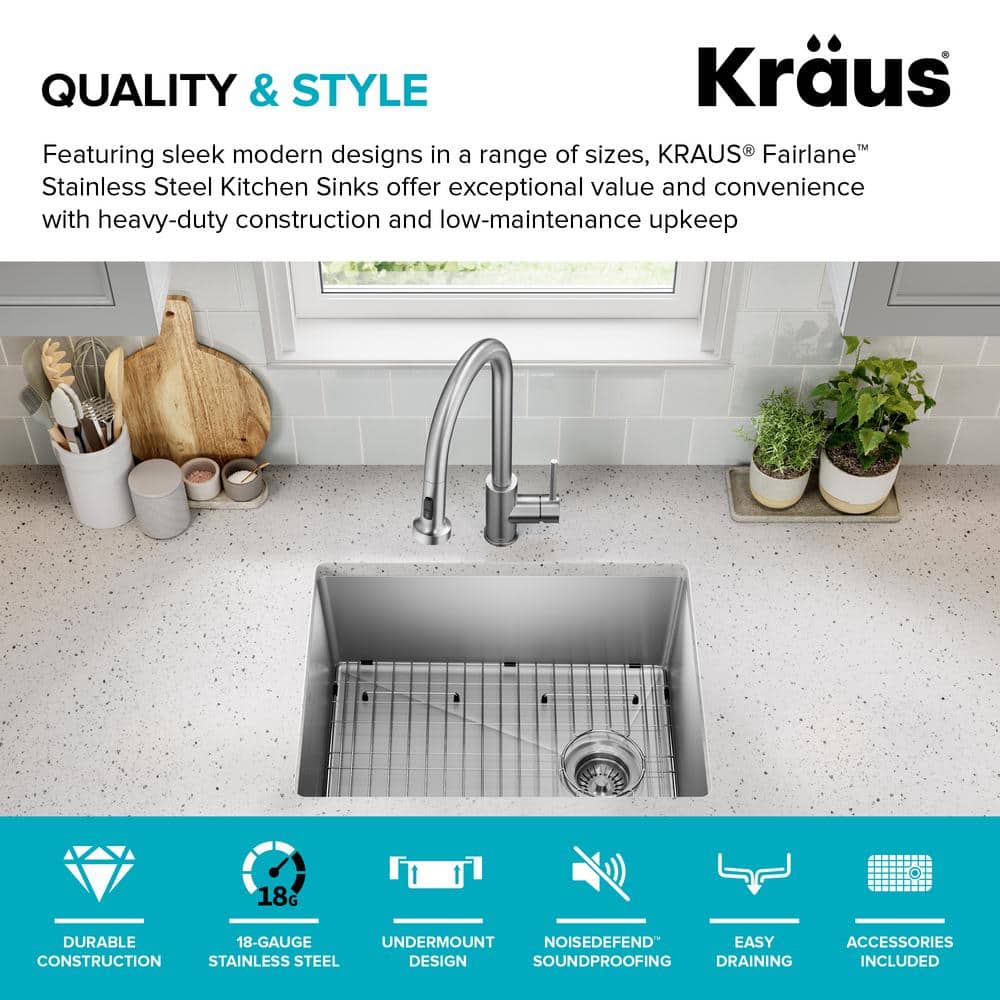 Fairlane 25-Inch Satin Stainless Steel Undermount Kitchen Sink