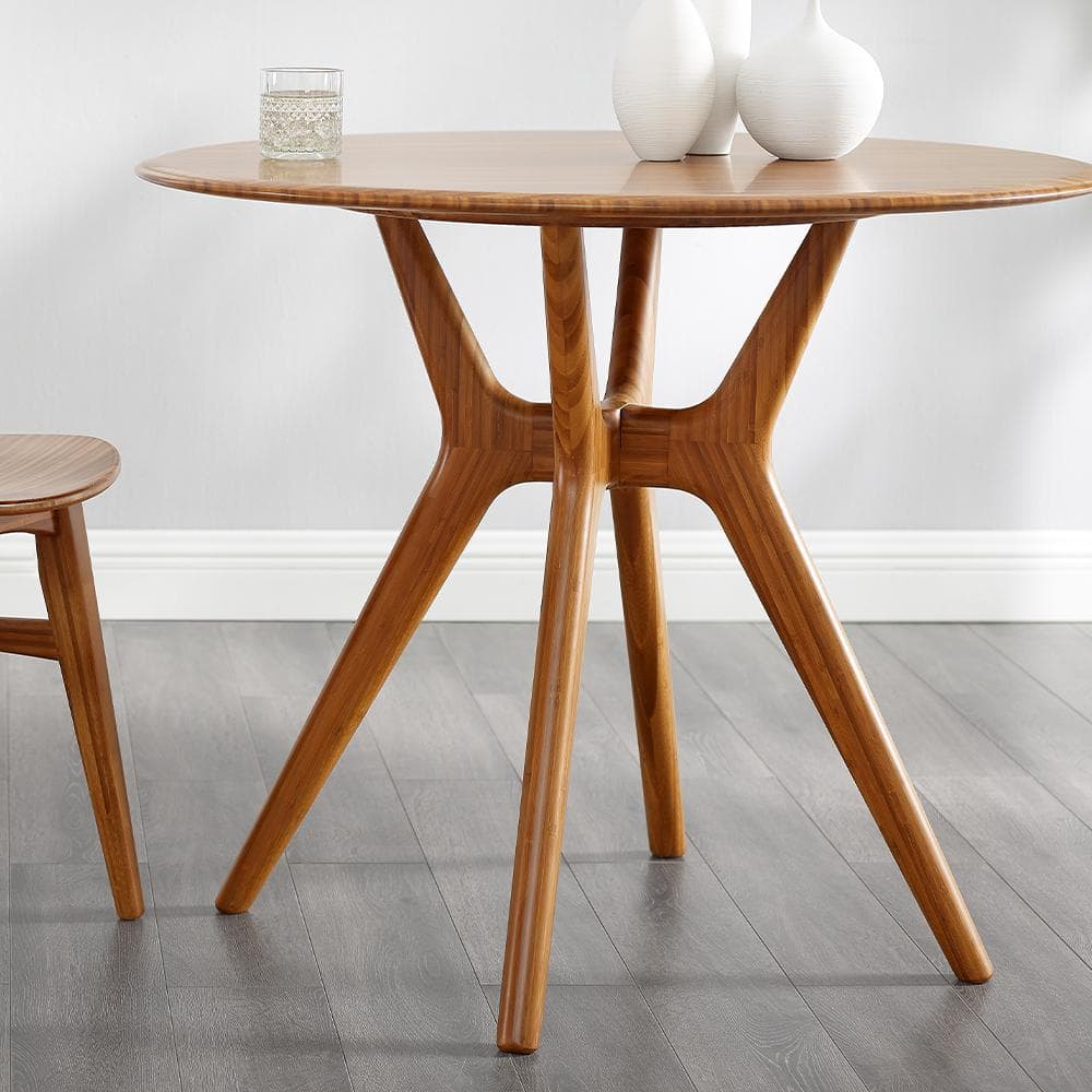 Sitka 36" Amber Round Mid-Century Modern Bamboo Dining Table