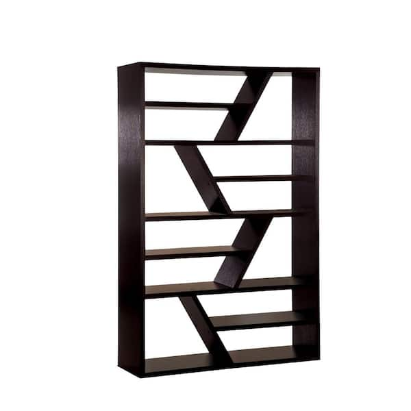 70.75 in. Espresso Wood 12-shelf Accent Bookcase with Open Back