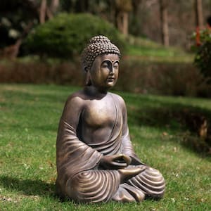 Glitzhome 19 in. H MGO Meditating Buddha Garden Statue